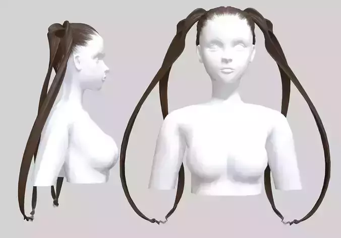 Female Pigtails Hairstyle V12861  3D model