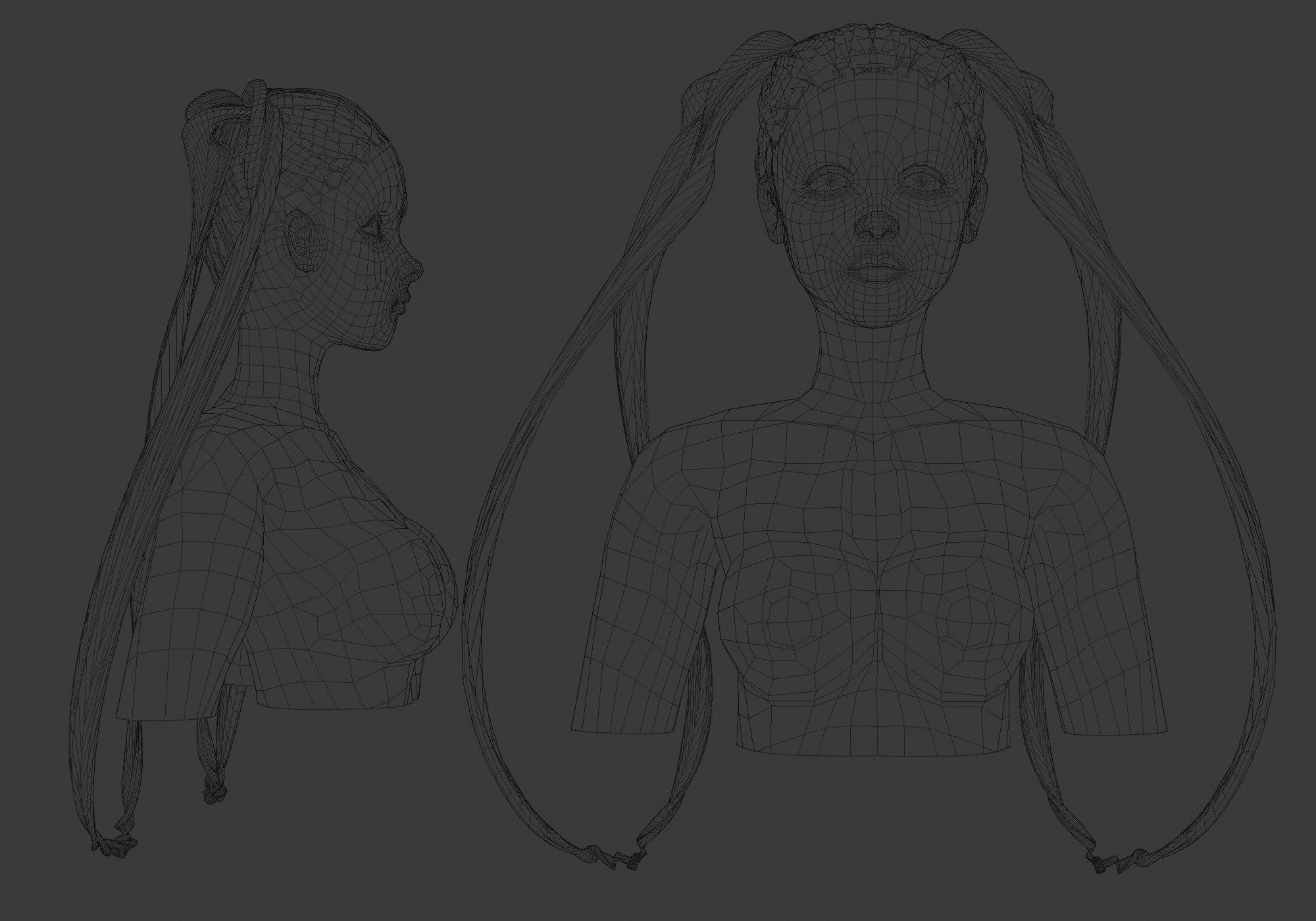Female Pigtails Hairstyle V12861  3D model_5