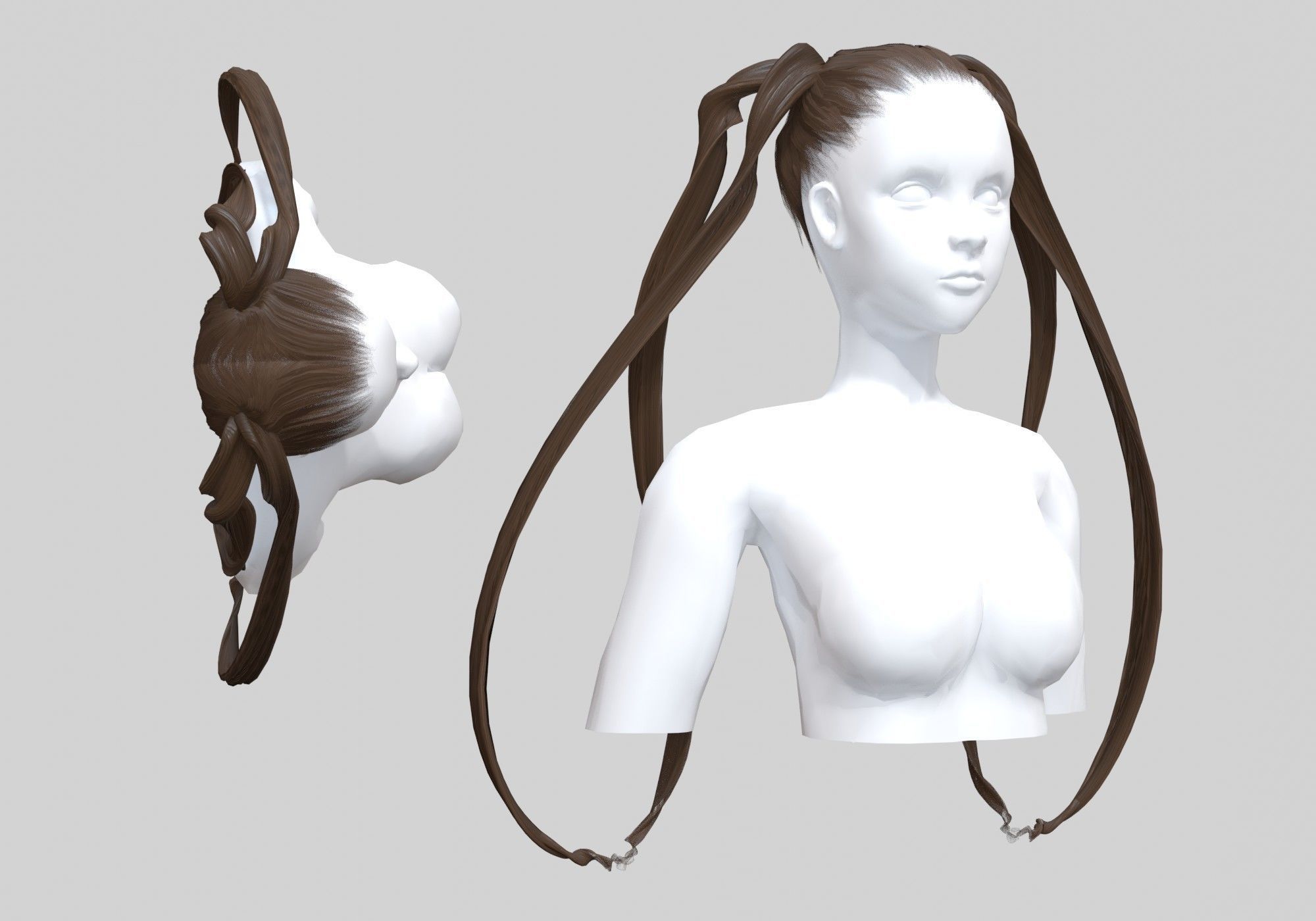 Female Pigtails Hairstyle V12861  3D model_1