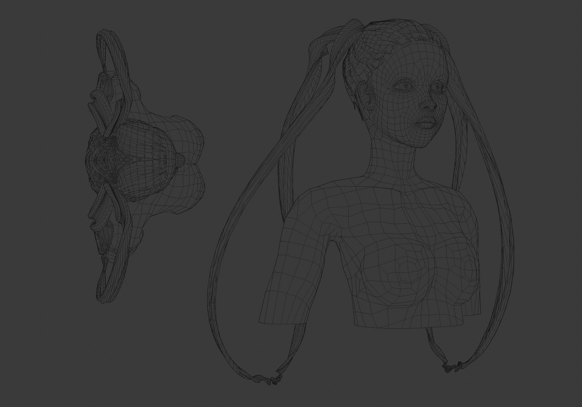 Female Pigtails Hairstyle V12861  3D model_6