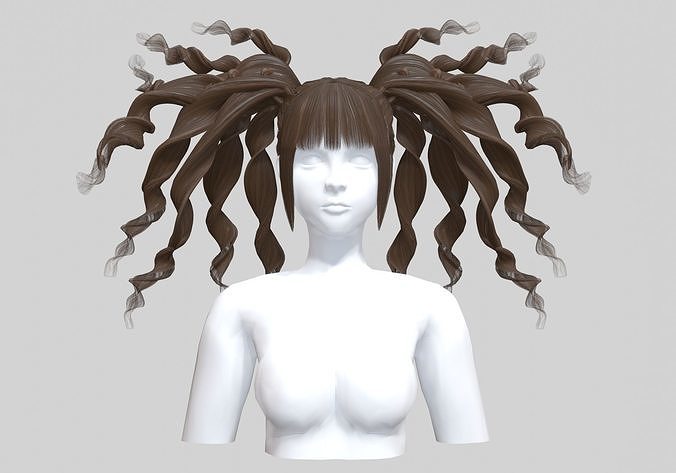 Curly Wild Hairstyle V28373  3D model
