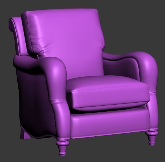Classical armchair single seat Low-poly 3D model_7