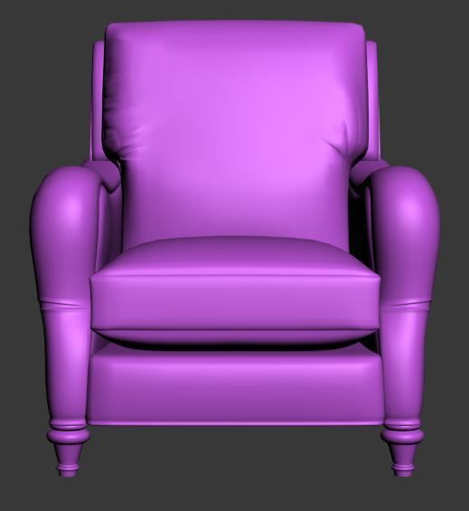 Classical armchair single seat Low-poly 3D model_6