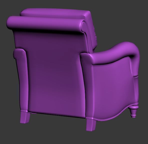 Classical armchair single seat Low-poly 3D model_11