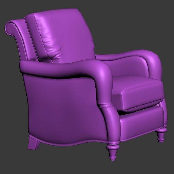 Classical armchair single seat Low-poly 3D model_8