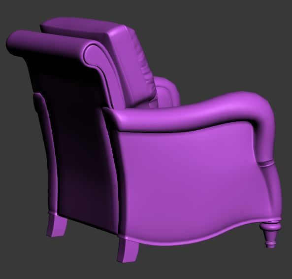 Classical armchair single seat Low-poly 3D model_10