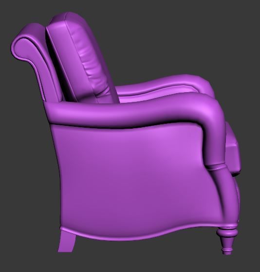Classical armchair single seat Low-poly 3D model_9