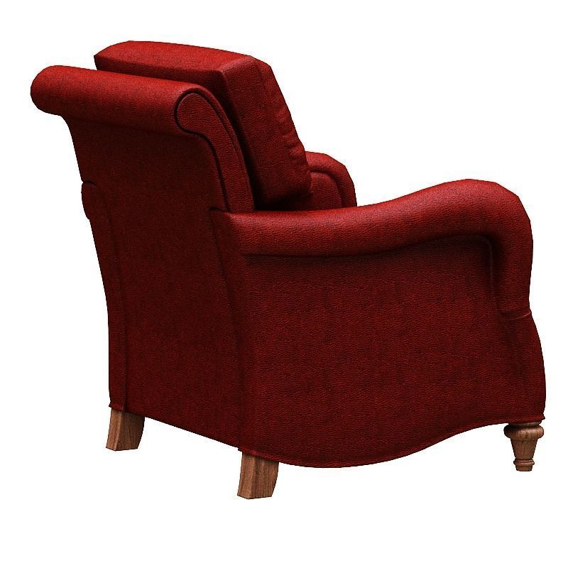 Classical armchair single seat Low-poly 3D model_4