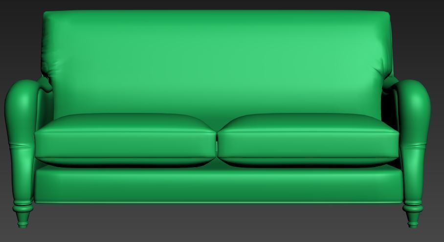 Classical sofa triple seat Low-poly 3D model_6