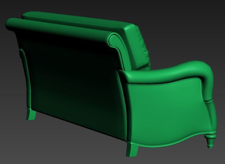 Classical sofa triple seat Low-poly 3D model_10