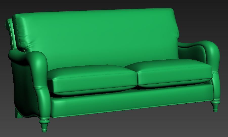 Classical sofa triple seat Low-poly 3D model_7