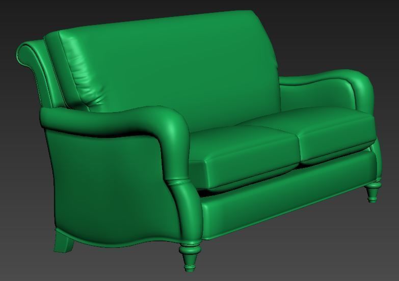 Classical sofa triple seat Low-poly 3D model_8