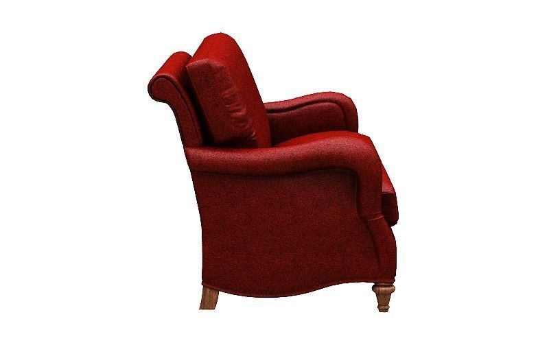 Classical sofa triple seat Low-poly 3D model_3