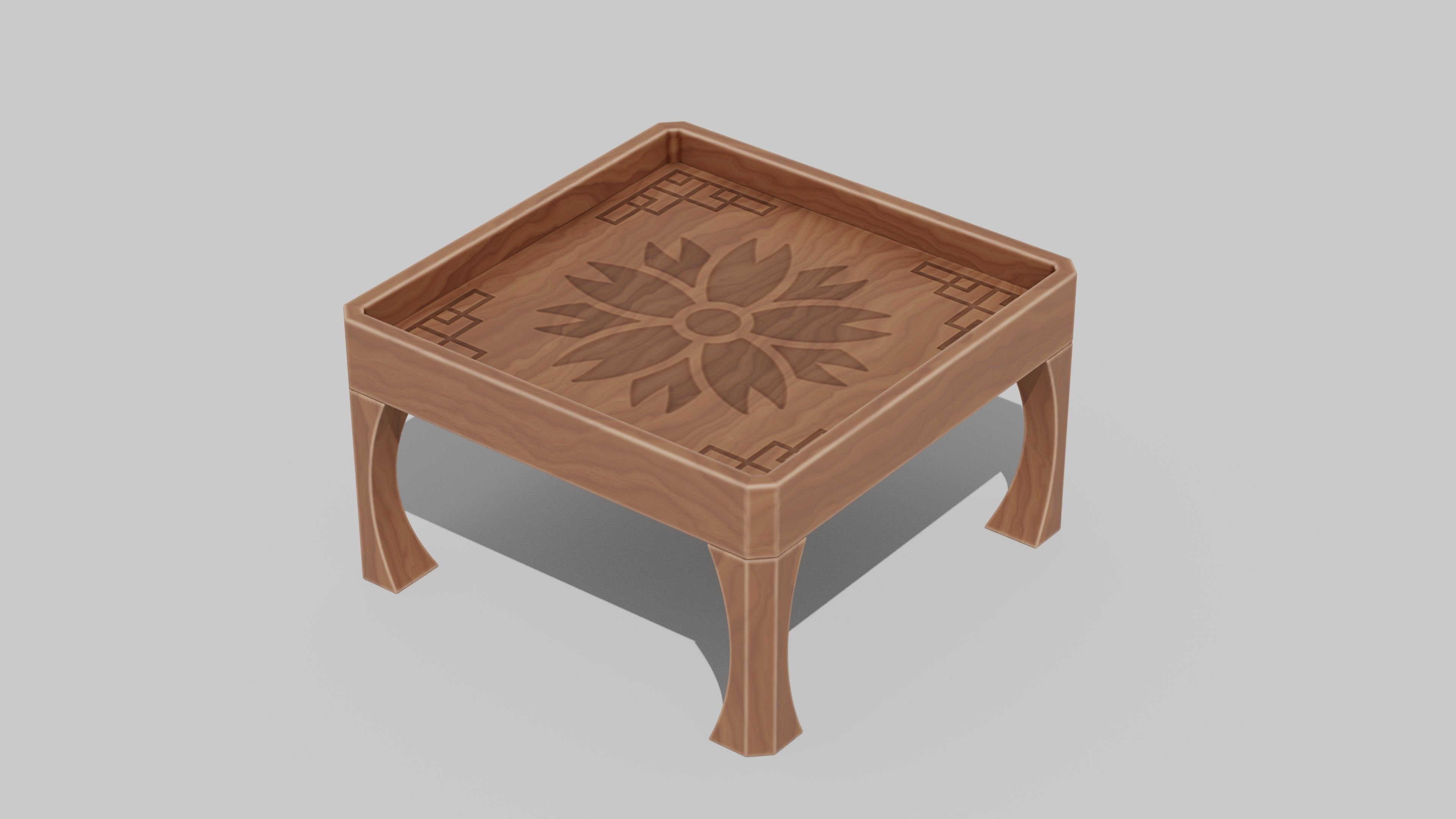 Japanese Furniture Kit - small low table Low-poly 3D model_1