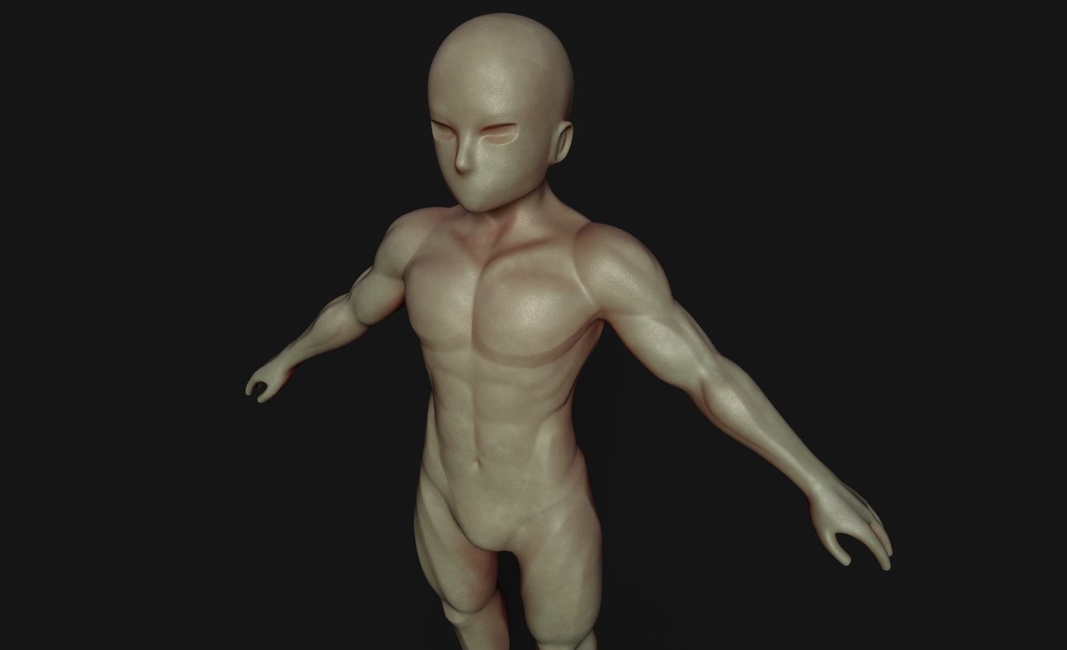 Character Base Mesh Male Stylized semi-chibi Low-poly 3D model_3