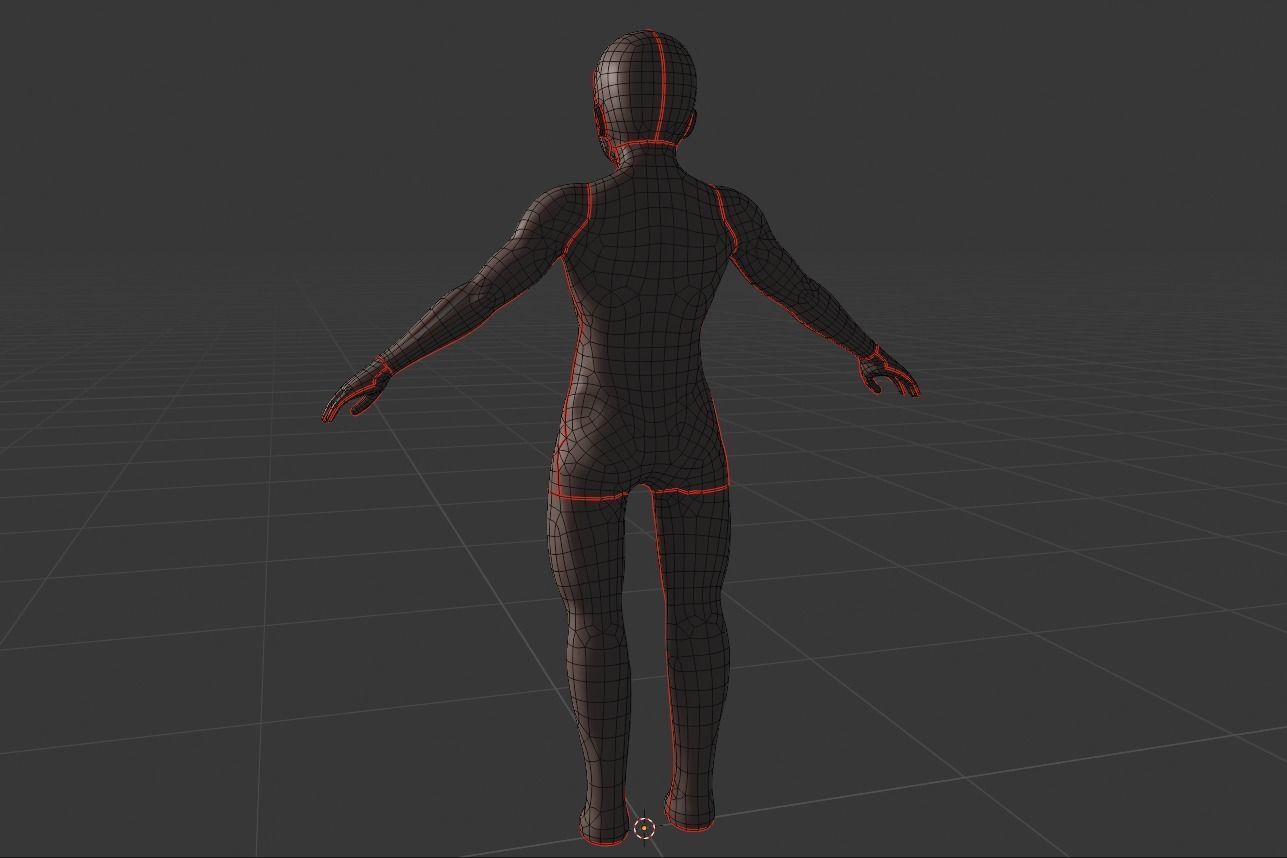 Character Base Mesh Male Stylized semi-chibi Low-poly 3D model_9