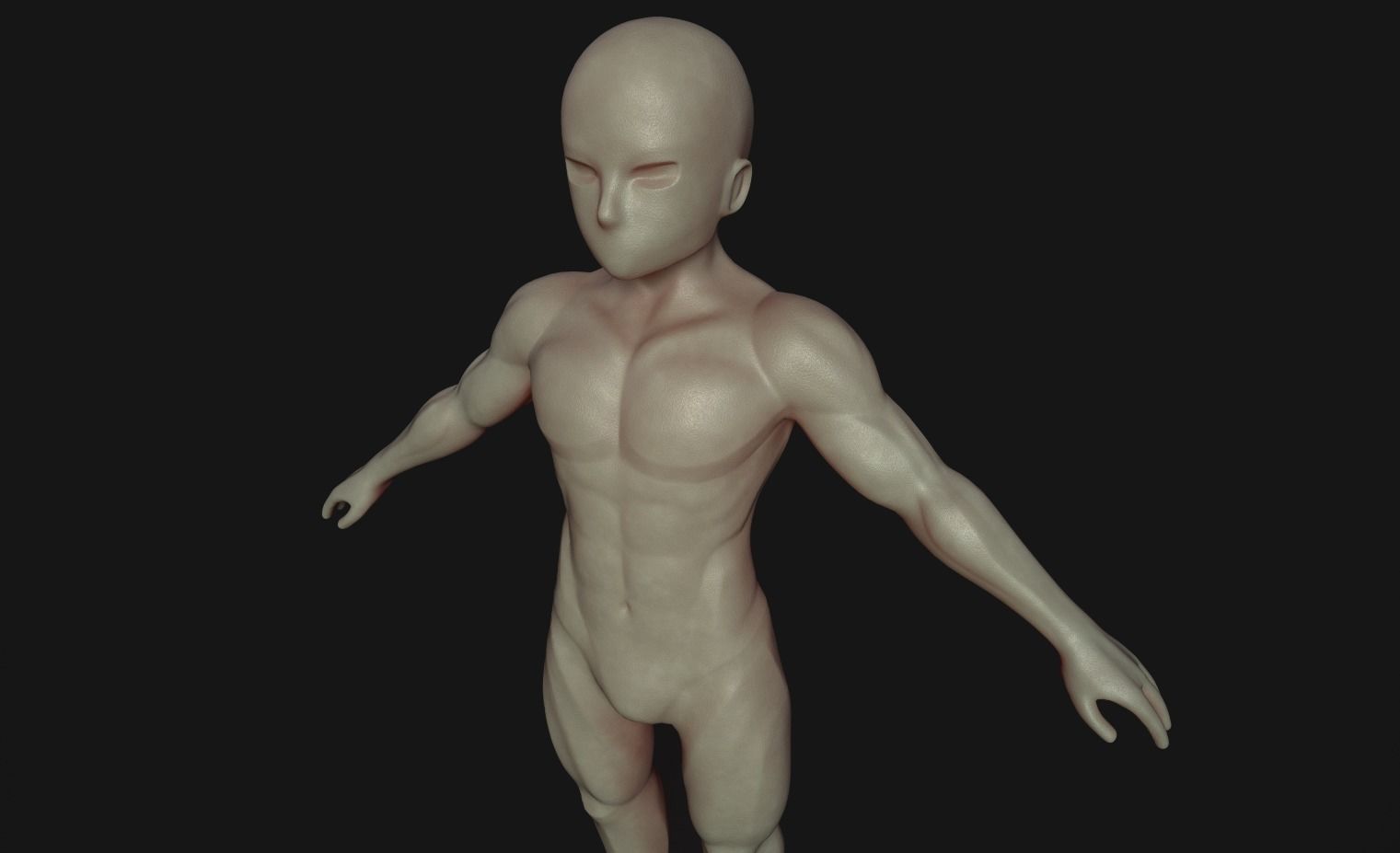 Character Base Mesh Male Stylized semi-chibi Low-poly 3D model_2
