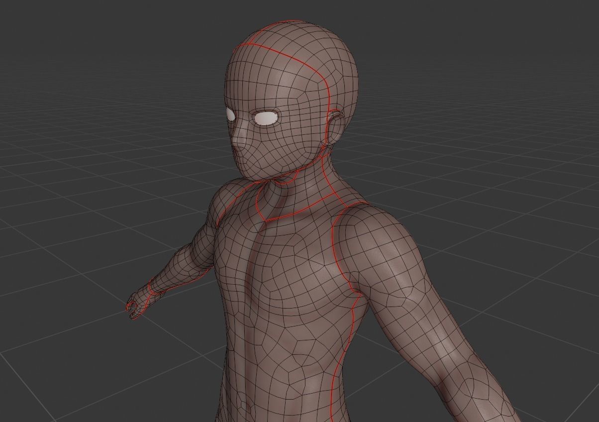 Character Base Mesh Male Stylized semi-chibi Low-poly 3D model_8