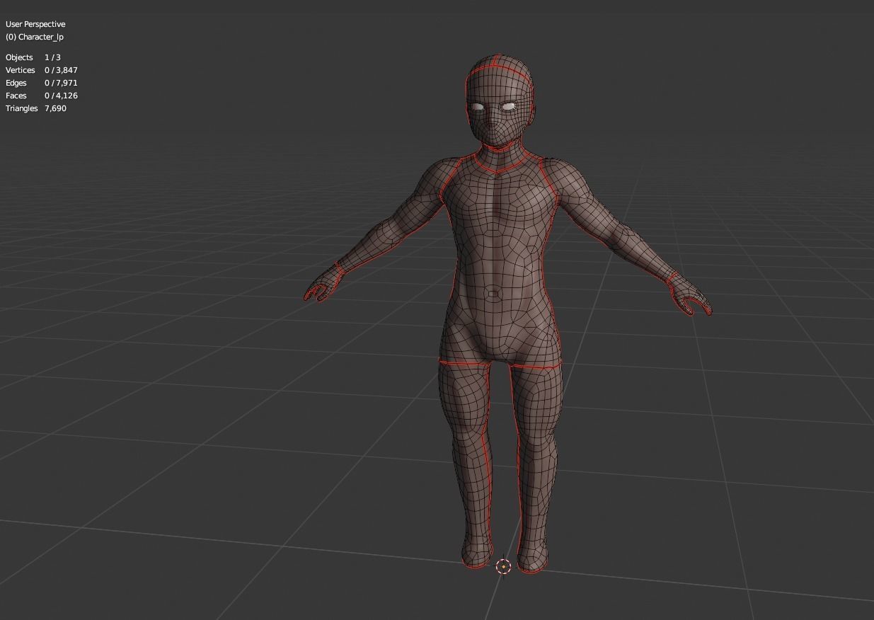 Character Base Mesh Male Stylized semi-chibi Low-poly 3D model_7