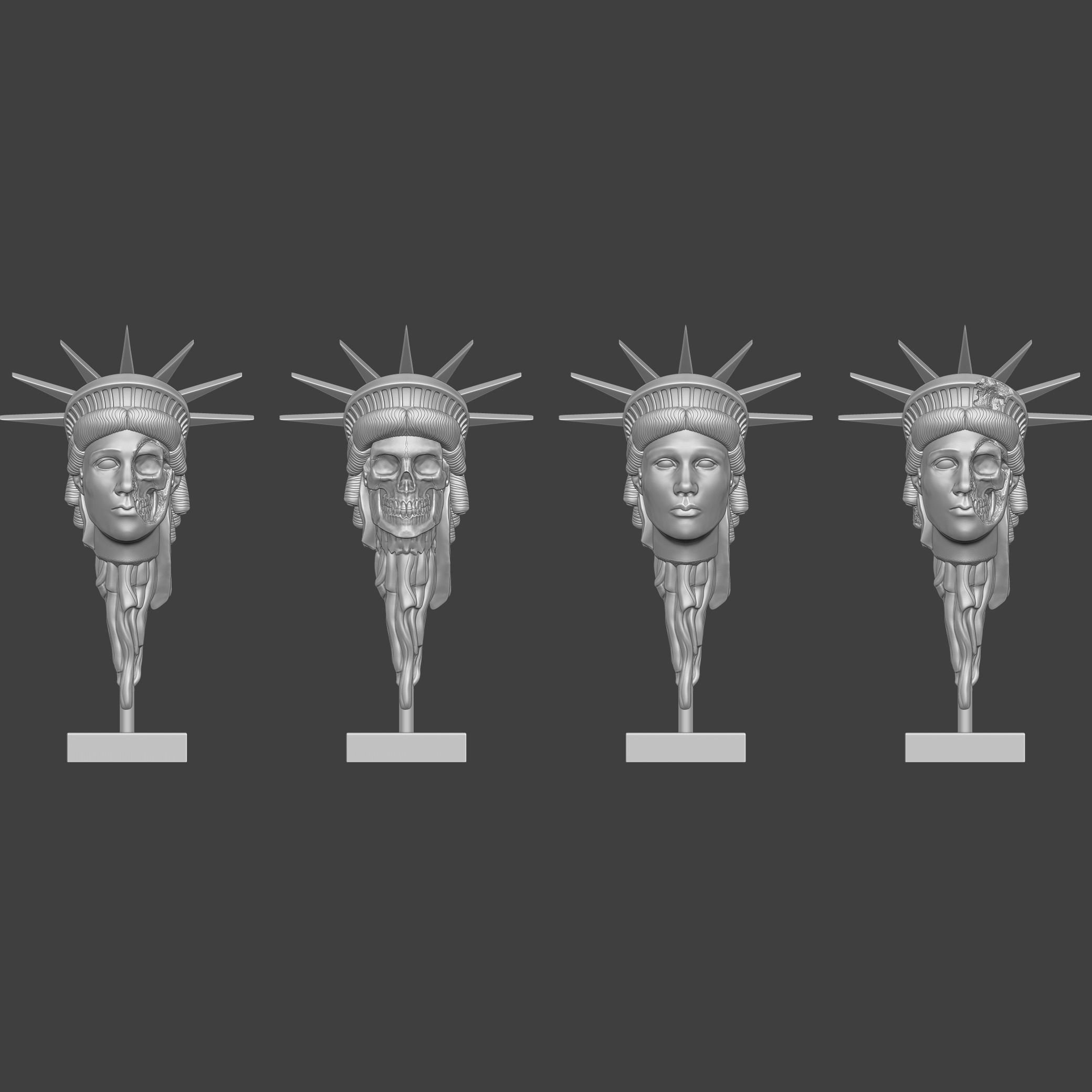 The Liberty Collection statue of skull 3D print model_3