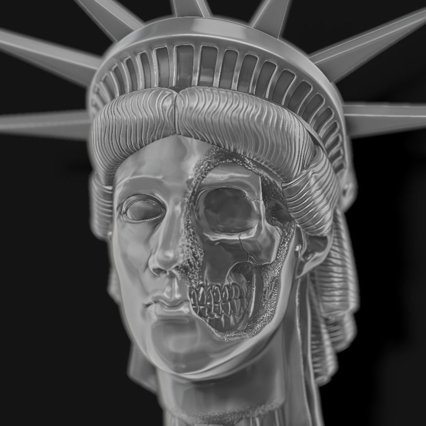 The Liberty Collection statue of skull 3D print model_7