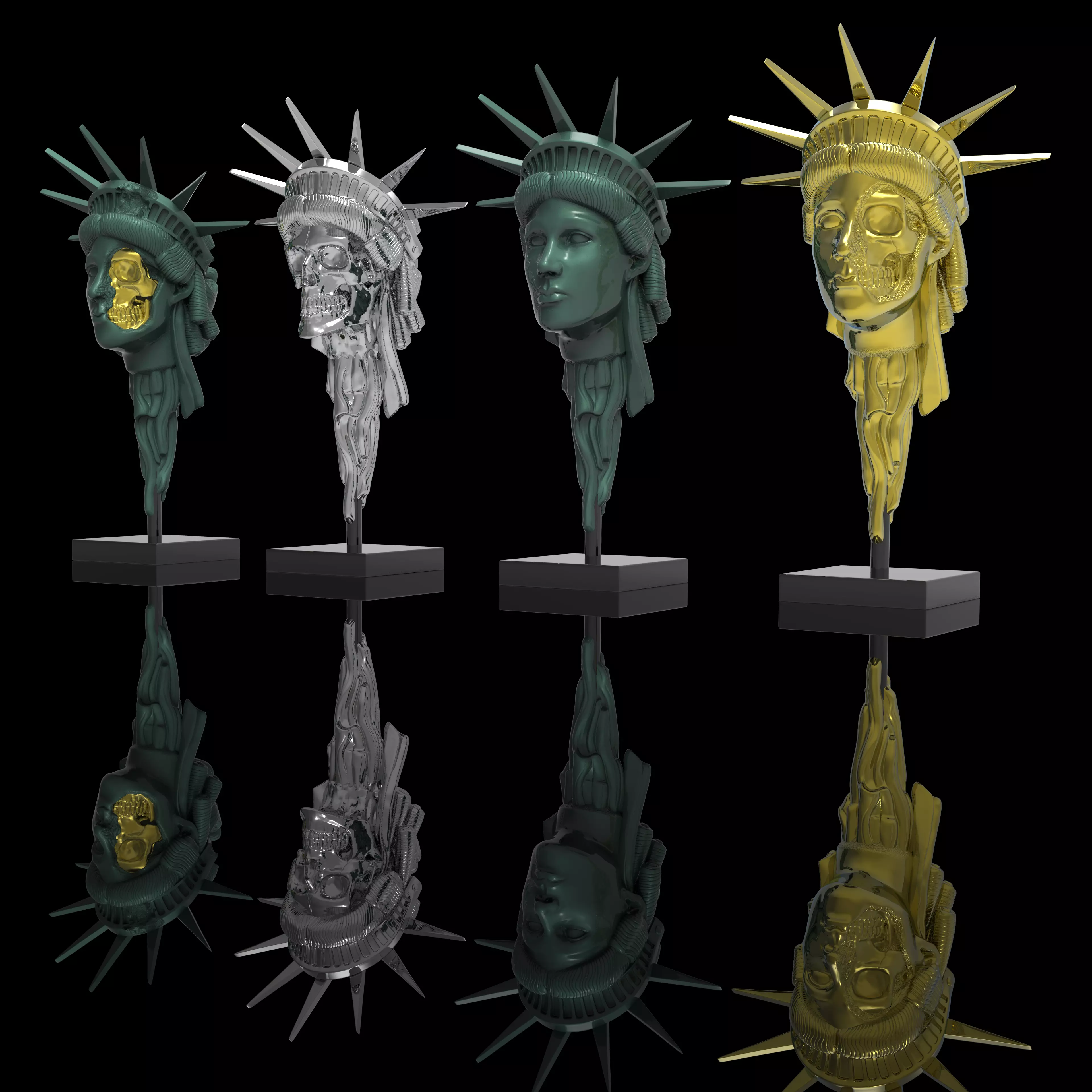 The Liberty Collection statue of skull 3D print model_0