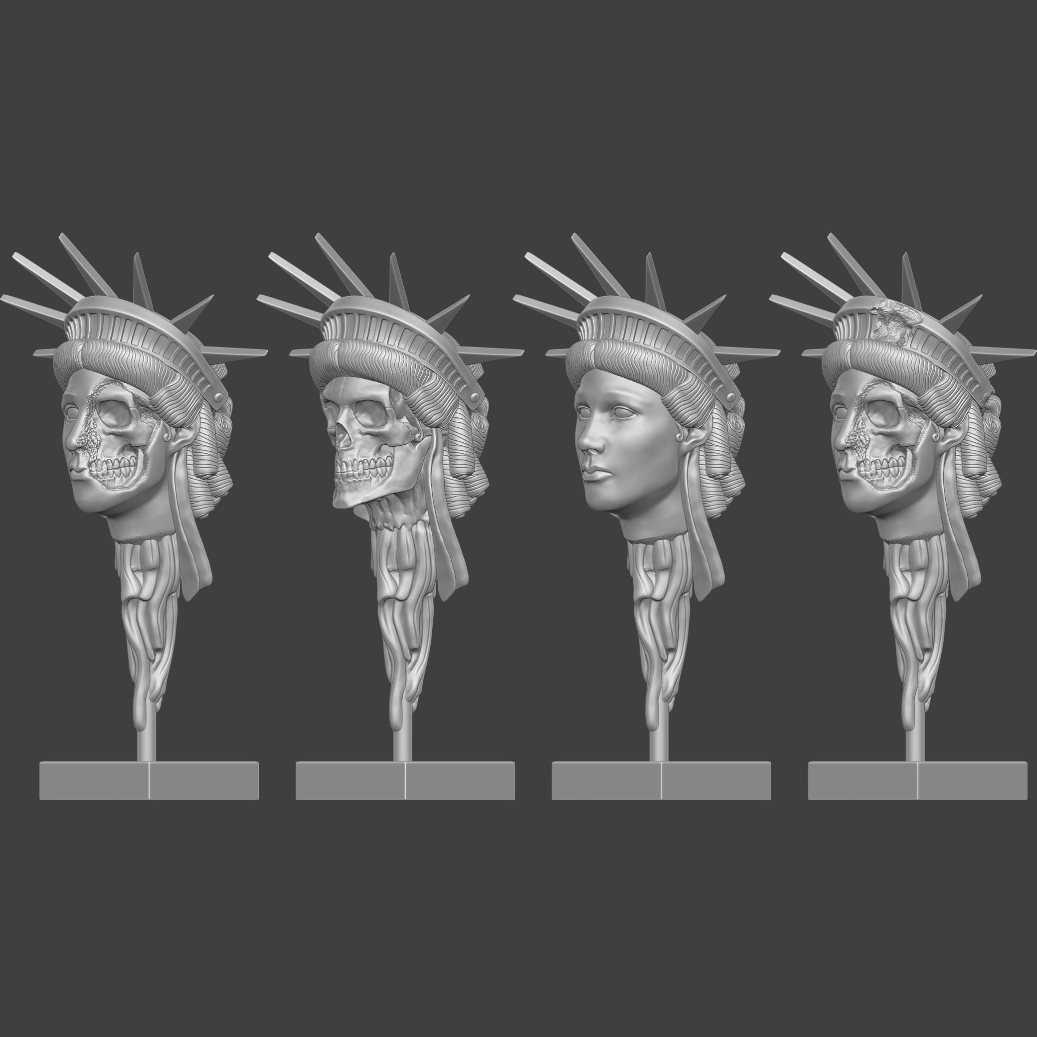 The Liberty Collection statue of skull 3D print model_1