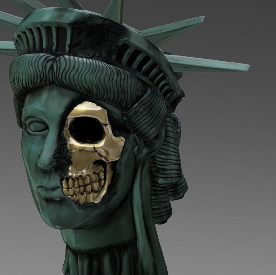 The Liberty Collection statue of skull 3D print model_4