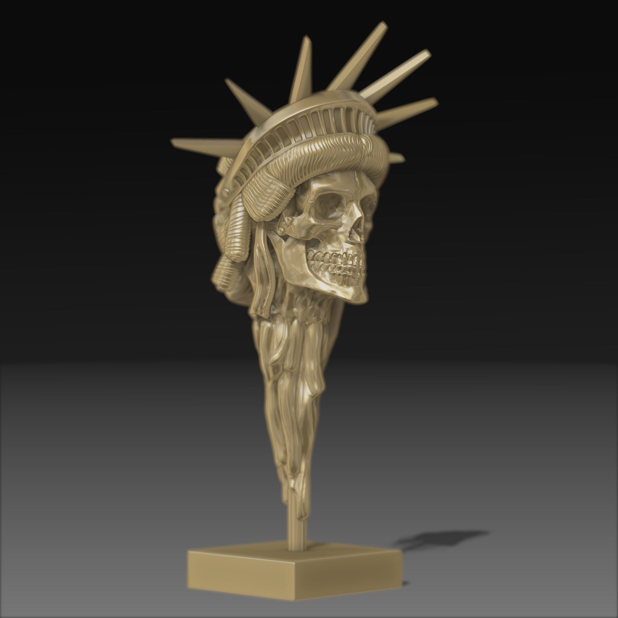 The Liberty Collection statue of skull 3D print model_9