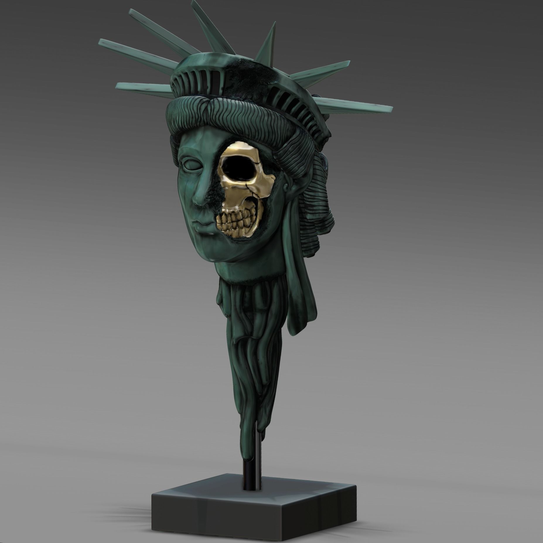 The Liberty Collection statue of skull 3D print model_8