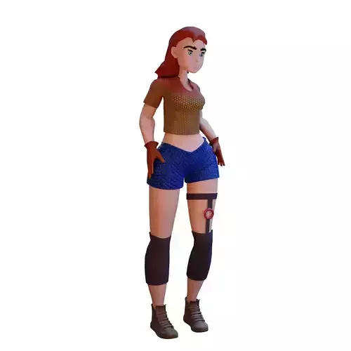 Low poly stylized concept game ready cartoon women Djasmine