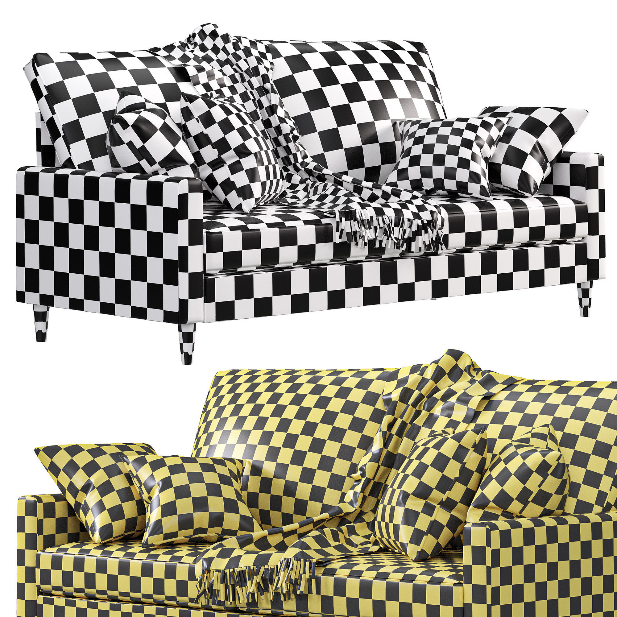 Cazenovia 74 Square Arm Sofa 3D model | CGTrader