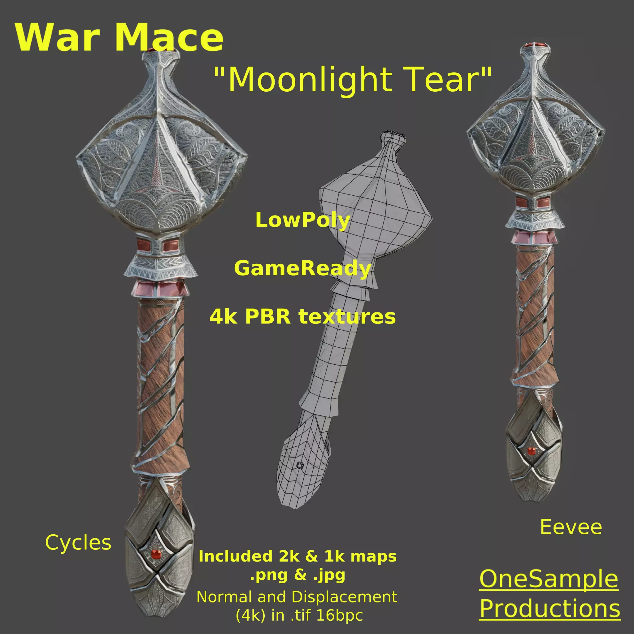 War Mace SoulSiphon Game Ready Low-poly 3D model