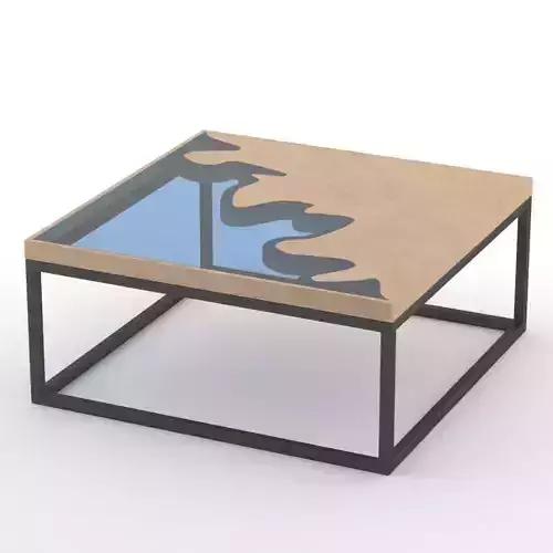 wood with glass coffee table 07 3D model