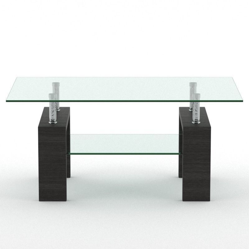 wood with glass coffee table 08 Low-poly 3D model_1