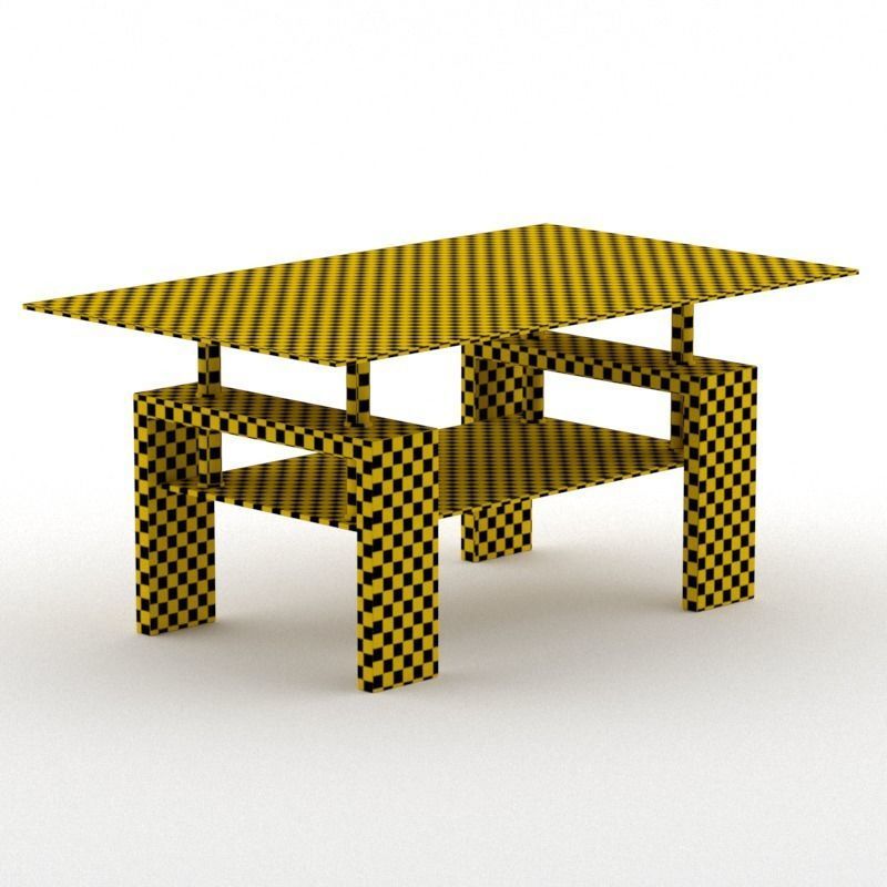 wood with glass coffee table 08 Low-poly 3D model_6