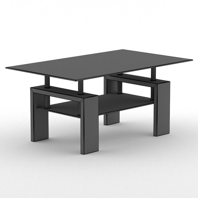 wood with glass coffee table 08 Low-poly 3D model_7