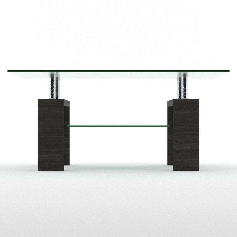 wood with glass coffee table 08 Low-poly 3D model_2