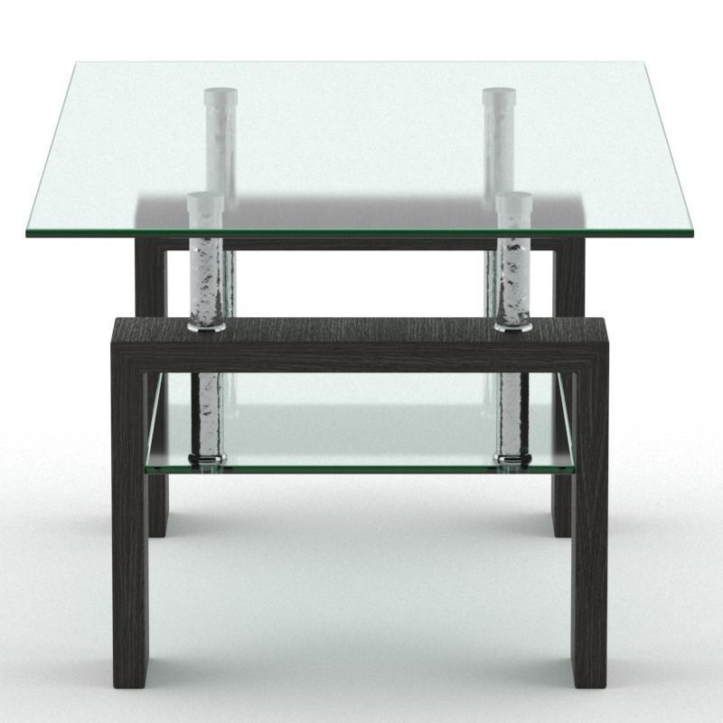 wood with glass coffee table 08 Low-poly 3D model_4