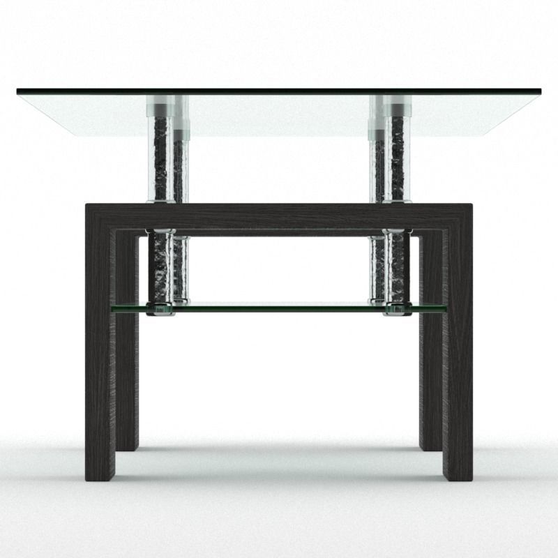 wood with glass coffee table 08 Low-poly 3D model_5