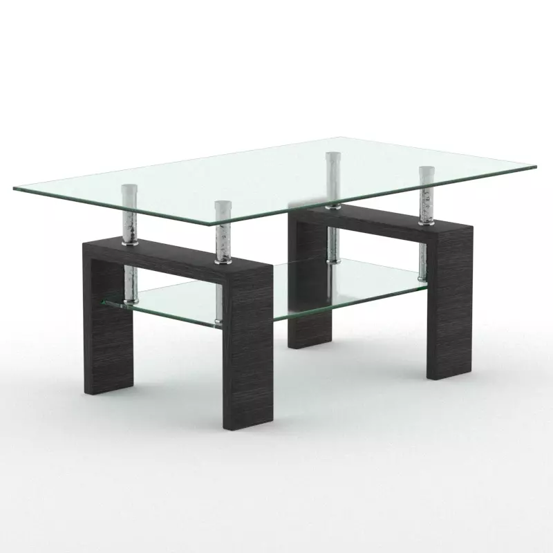 wood with glass coffee table 08 Low-poly 3D model_0