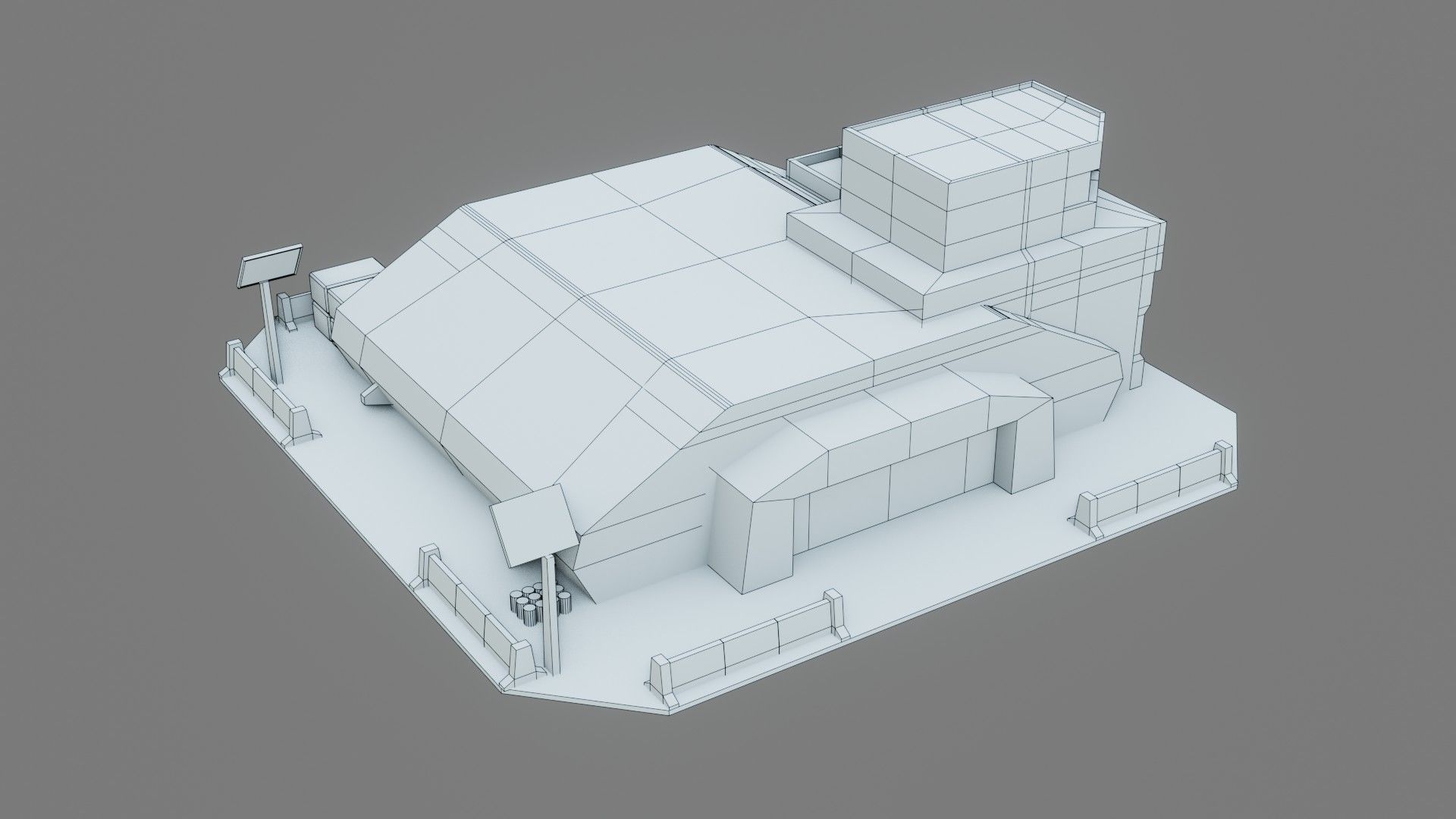 Sci-Fi Hangar - Low Poly - Game Ready - PBR Low-poly 3D model_13