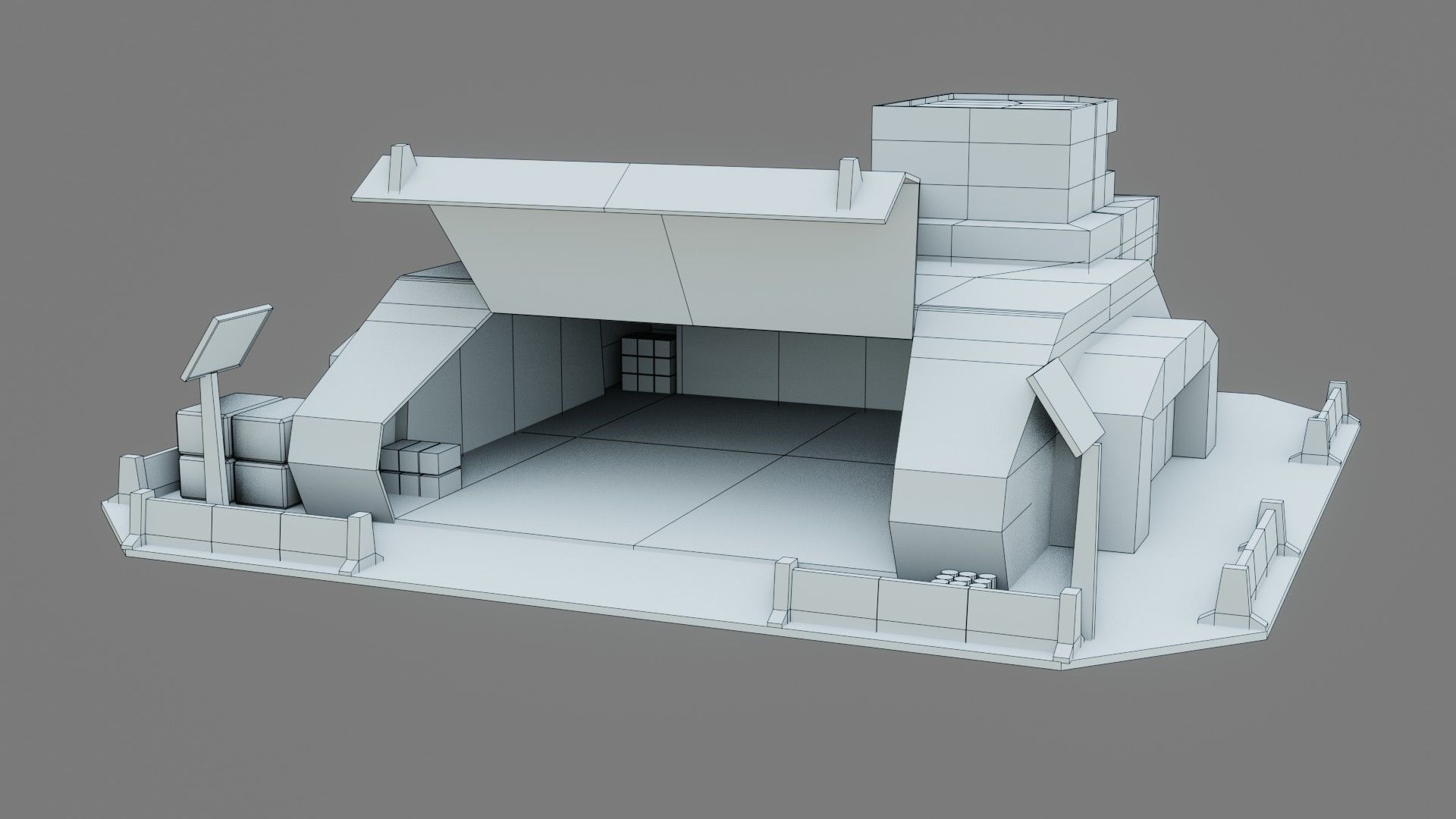 Sci-Fi Hangar - Low Poly - Game Ready - PBR Low-poly 3D model_17
