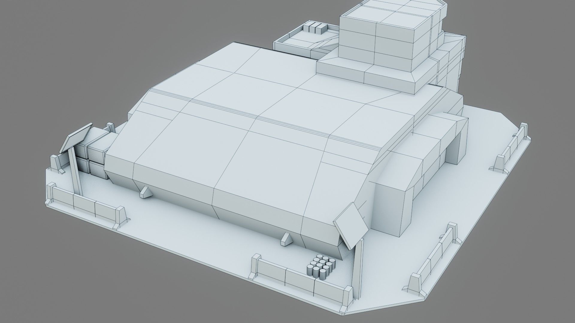Sci-Fi Hangar - Low Poly - Game Ready - PBR Low-poly 3D model_12