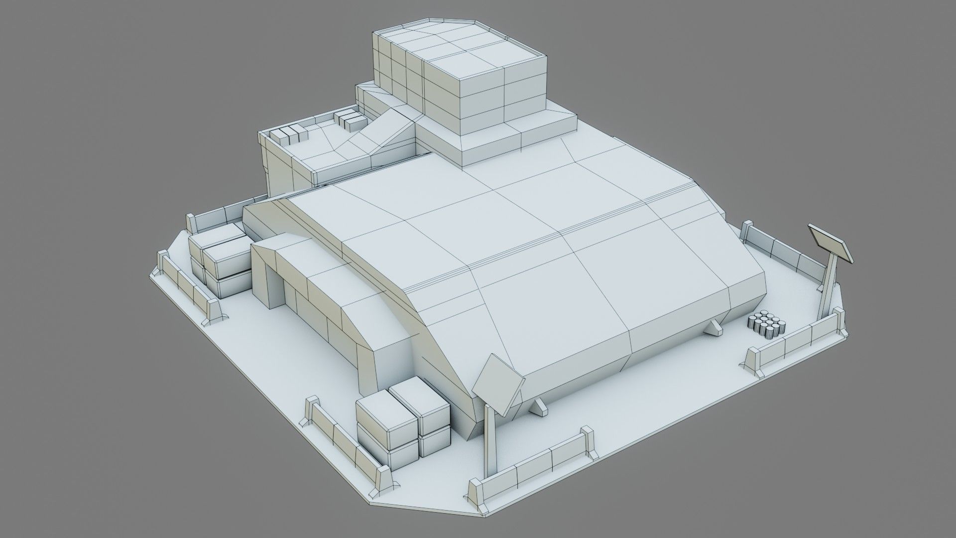 Sci-Fi Hangar - Low Poly - Game Ready - PBR Low-poly 3D model_10