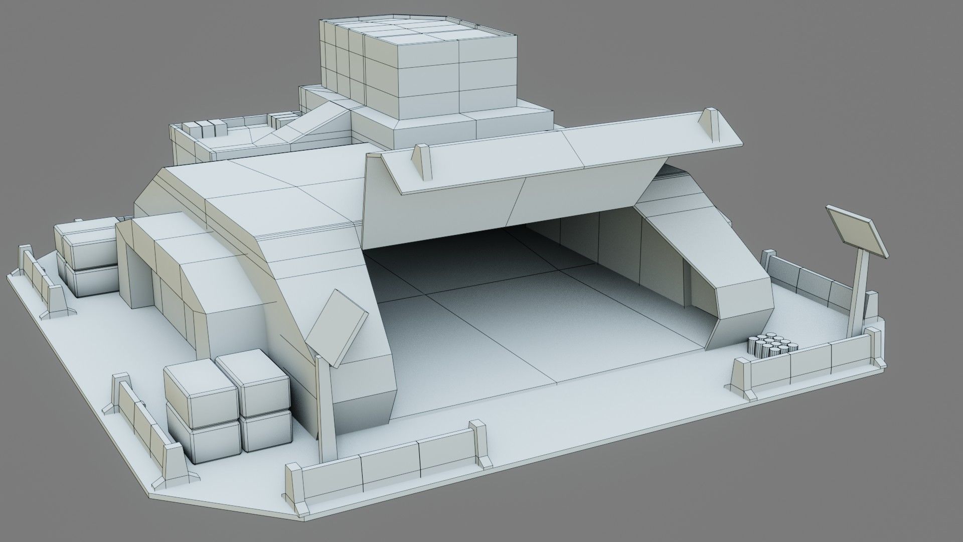 Sci-Fi Hangar - Low Poly - Game Ready - PBR Low-poly 3D model_16
