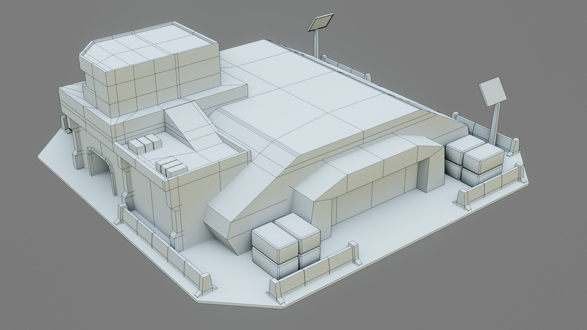 Sci-Fi Hangar - Low Poly - Game Ready - PBR Low-poly 3D model_15