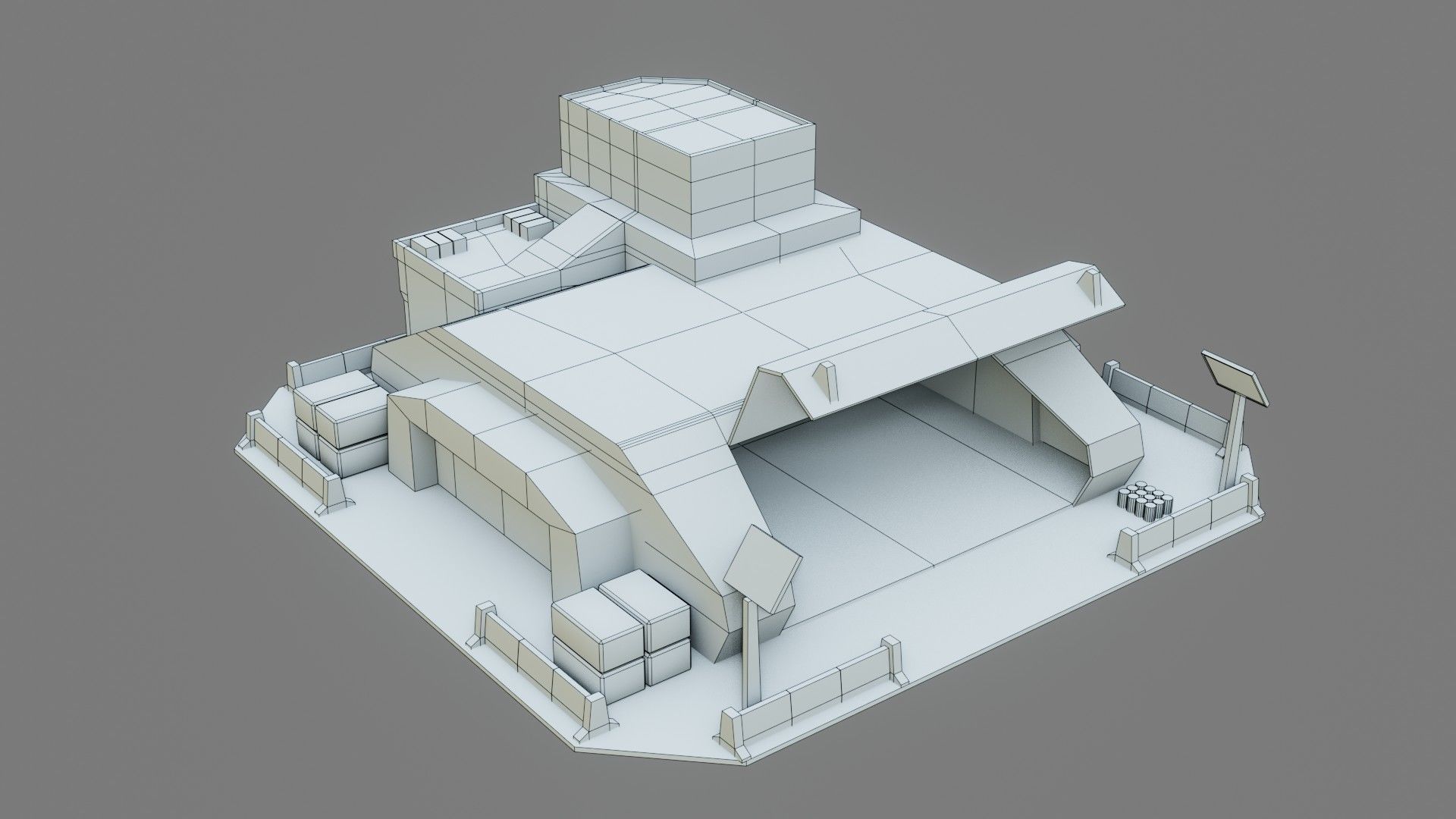 Sci-Fi Hangar - Low Poly - Game Ready - PBR Low-poly 3D model_11