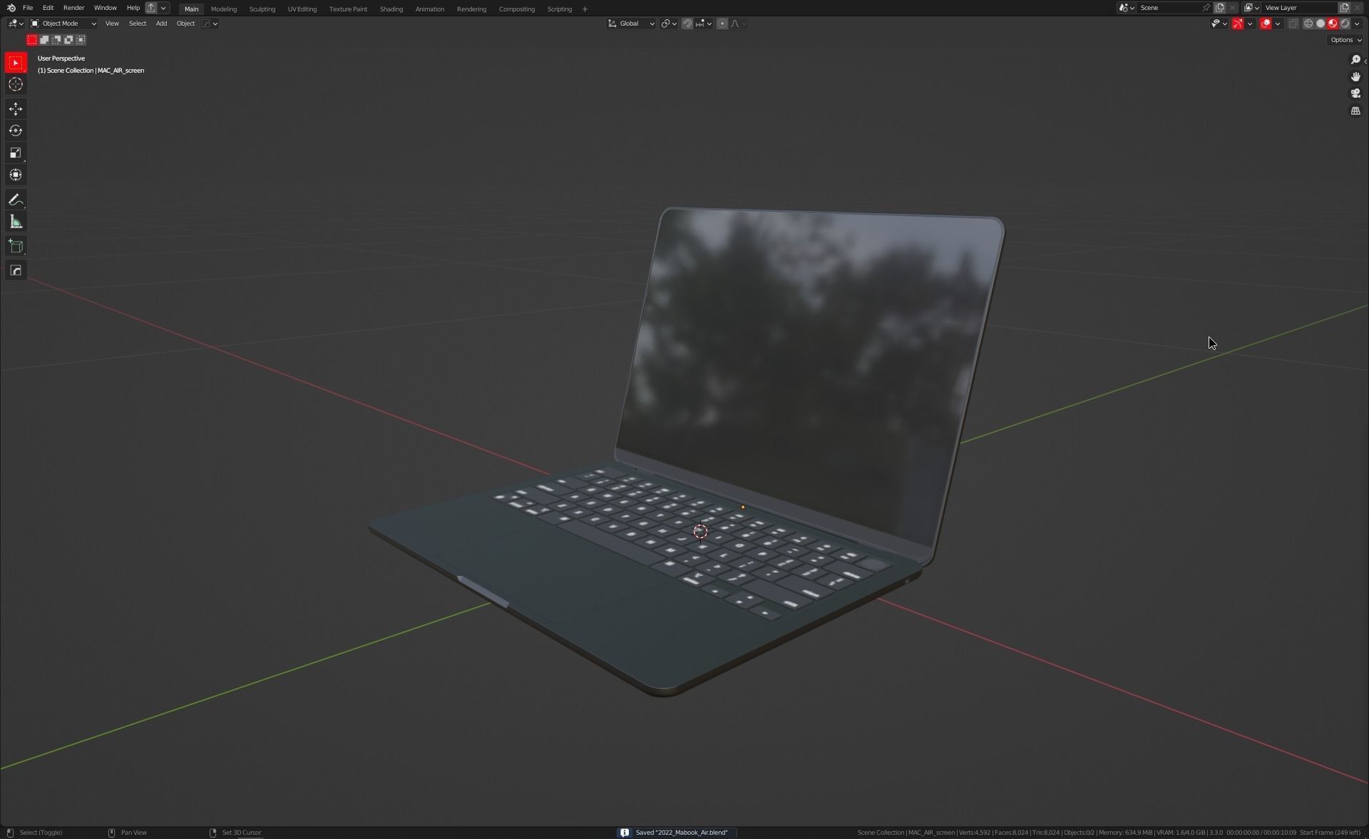 2022 MacBook Air M2 game asset Low-poly 3D model_10