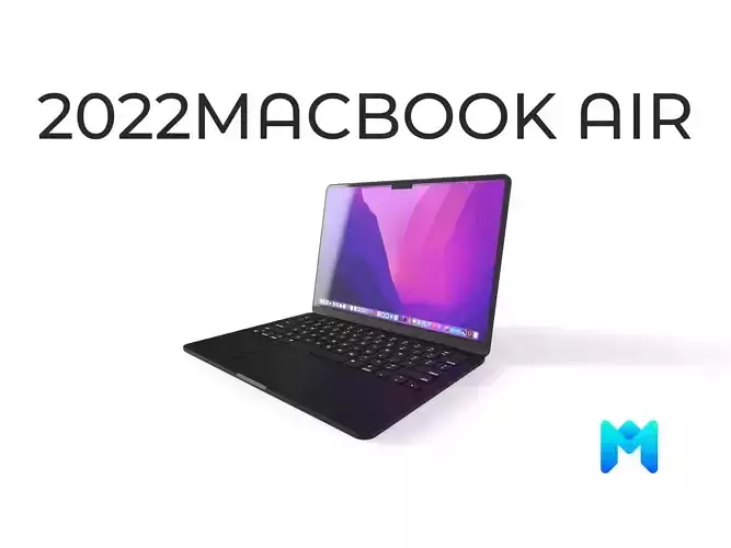 2022 MacBook Air  M2 game asset Low-poly 3D model